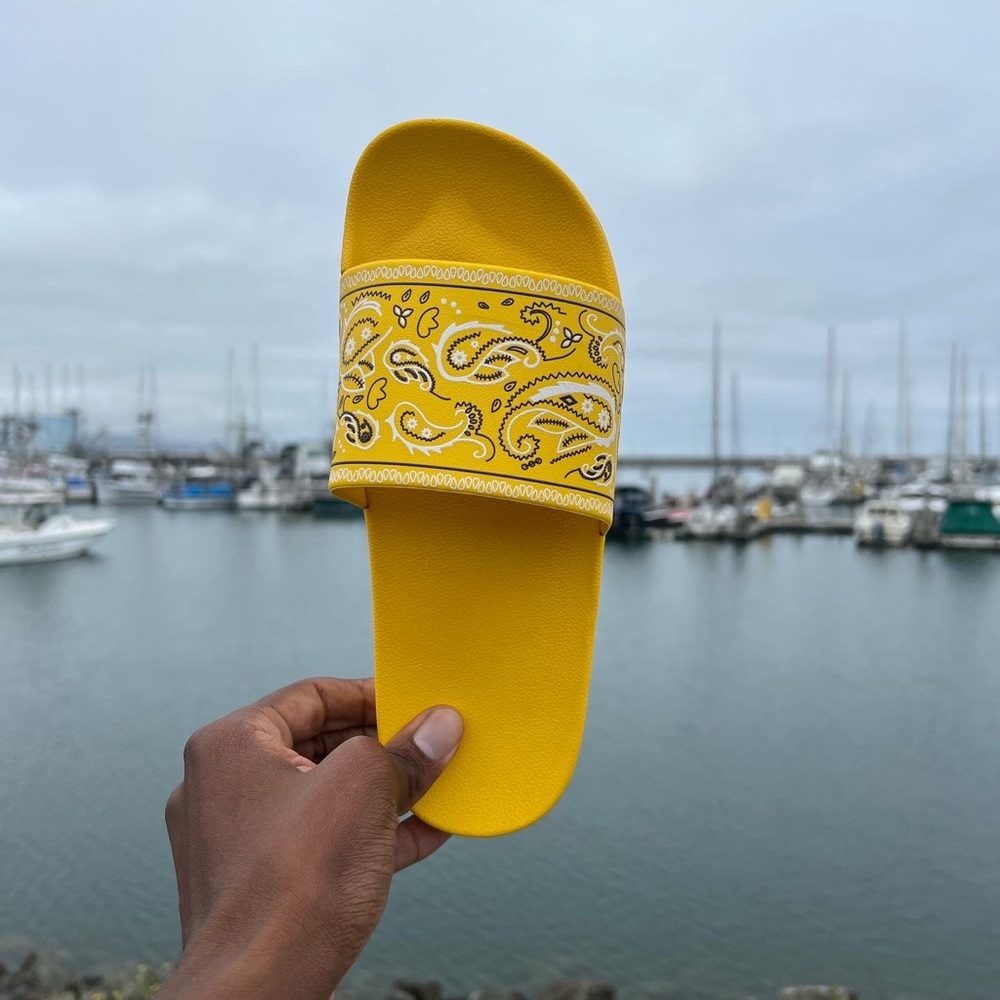 Yellow Women Bandana Paisley Slides